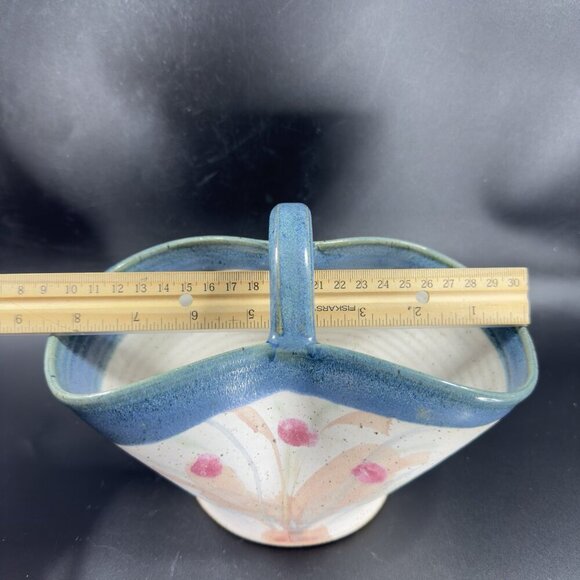 2004 North Carolina RUSSELLWOOD Pottery Hand Made Basket Dish Bowl Signed VTG - Picture 4 of 14